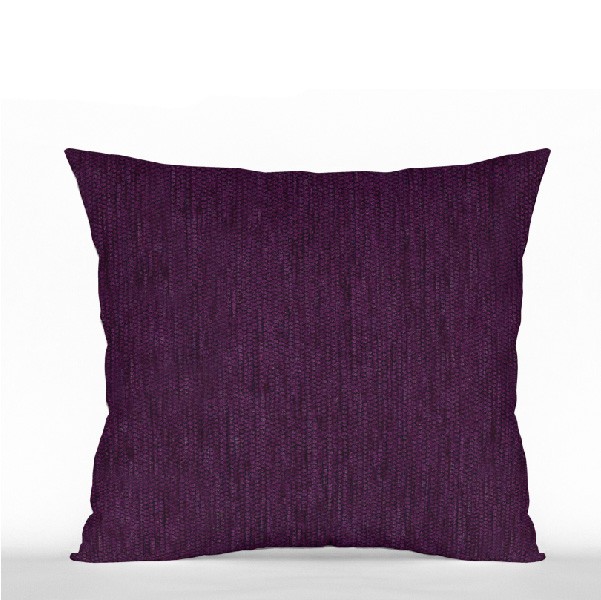 Cojín chenilla liso con relleno morado.