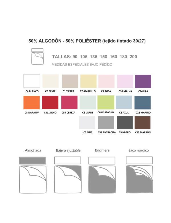Sábanas Mix colores muestras